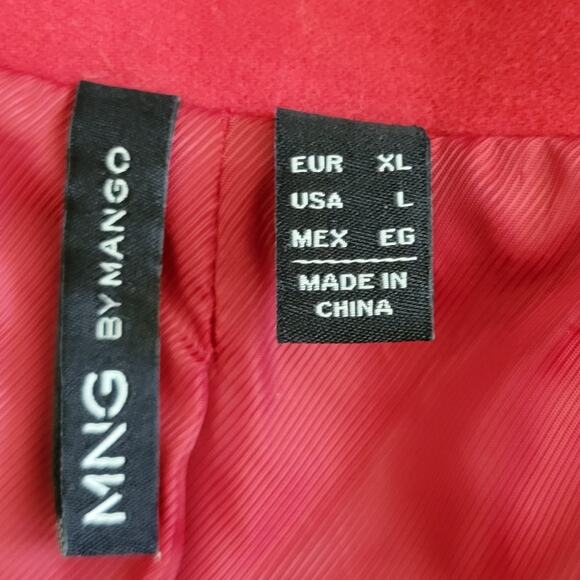 MNG Brushed Cotton Pea Coat Mid Length Size Large Red - Picture 8 of 9
